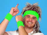 80's Costume Tennis Headbands And Wristband Set green