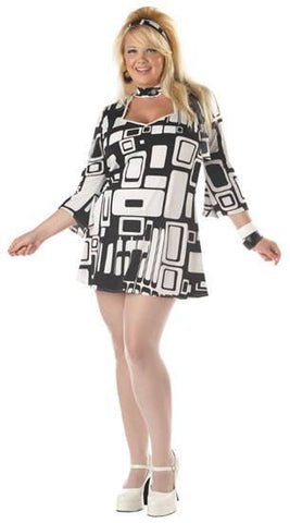 Hire Costumes - Go Go Girl Black and White Womens Costume