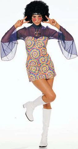 70s Hire Costume - Go Go Girl Fluoro Womens Costume