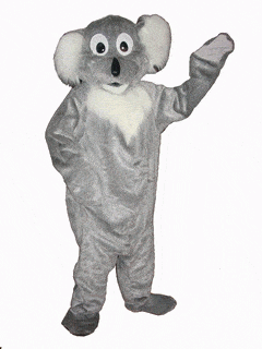 Costumes - Koala Fluffy Dark Grey Adult Mascot Hire Costume