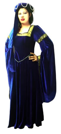 Medieval Imperial Blue Princess Womens Hire Costume