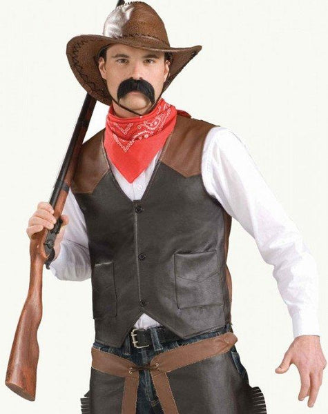 Cowboy Faux Leather Vest Costume Rodeo Gunslinger Sheriff Wild West Fancy Dress