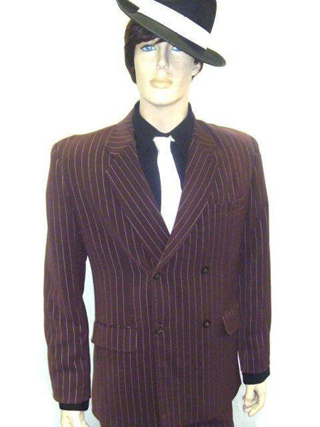 Gangster Brown Pin Stripe Men's 20's Hire Costume