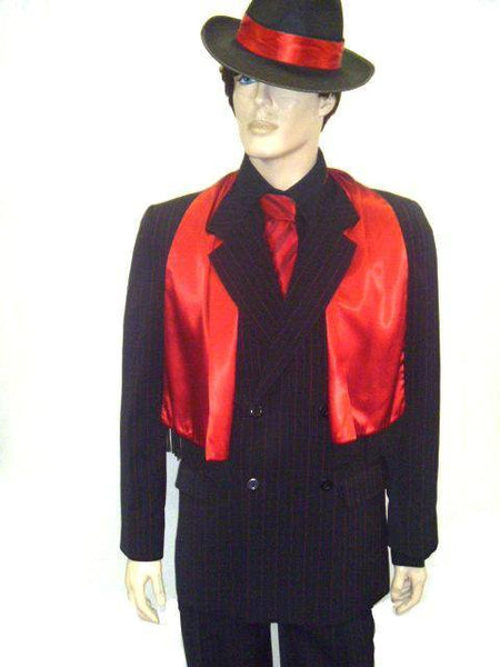 1920's Double-breasted red and black pin-striped hire costume suits