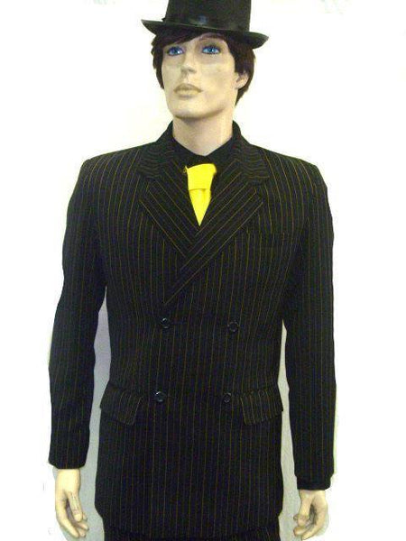 1920's Double-breasted yellow and black pin-striped hire costume suits