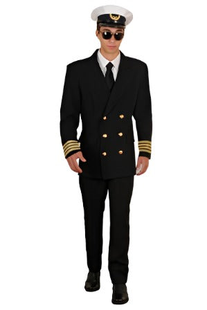 Airline Pilot Captain's Uniform Men's Hire Costume