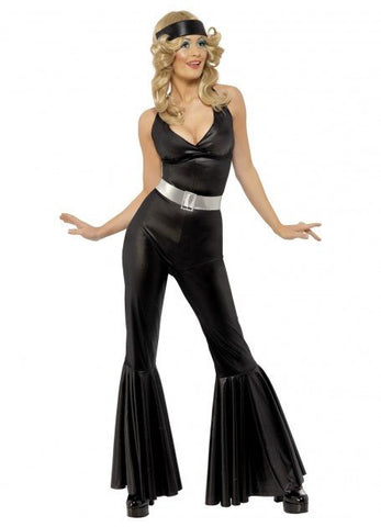 Costumes Women 70's Disco Diva Black Jumpsuit