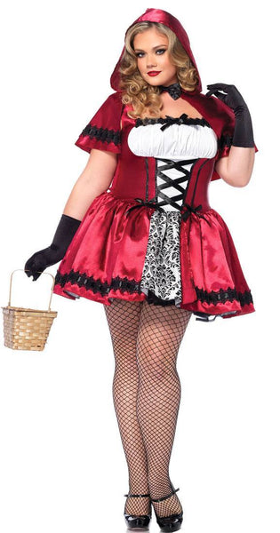 Costumes Women - Red Riding Hood Gothic Red Plus Size Adult Costume For Hire