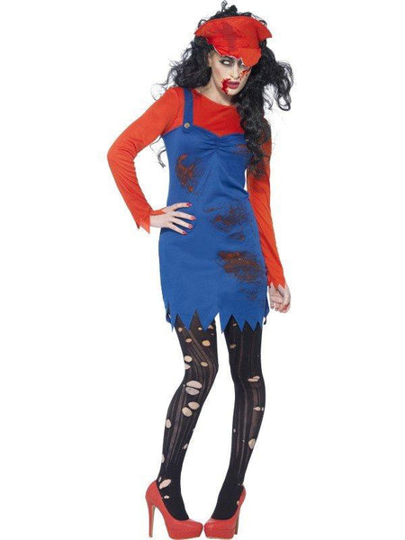 Super Mario Bros. Female Zombie Costume Halloween Adult Fancy Dress