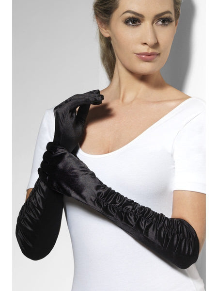 Black Ruched Temptress Gloves