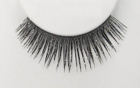 False Eyelashes with Black and Silver Glitters
