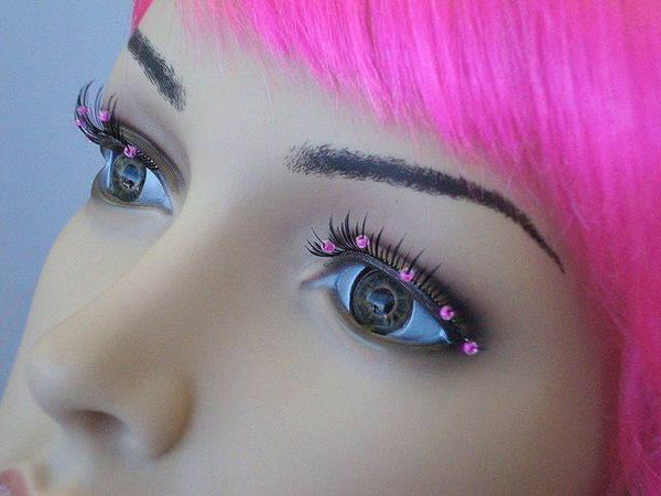 Eyelashes Black With Pink Beads