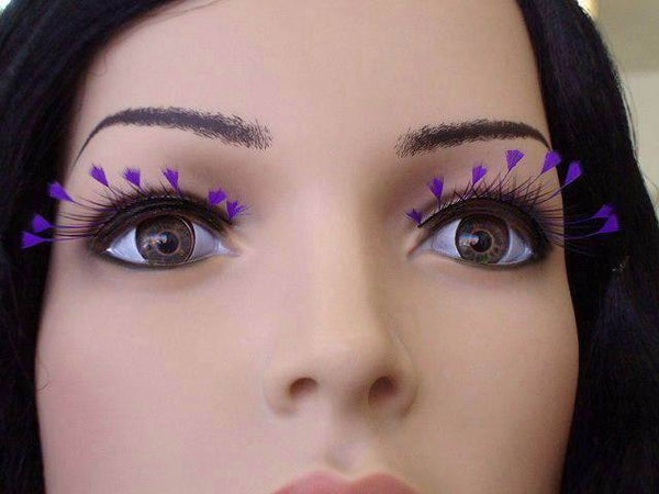 Eyelashes - Eyelashes Black With Purple Feathers