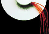 Black False Eyelashes with Long Red Feather Tip
