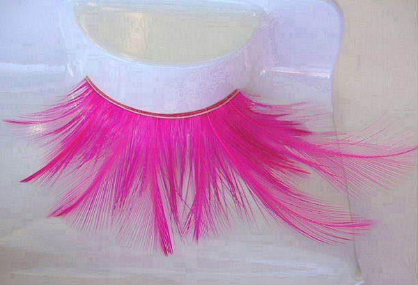 Eyelashes - Eyelashes Long Pink Feathers