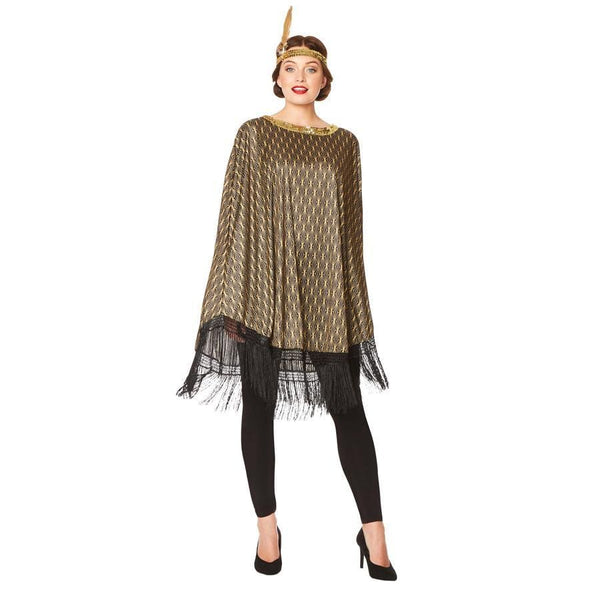 Black and gold 1920s flapper poncho
