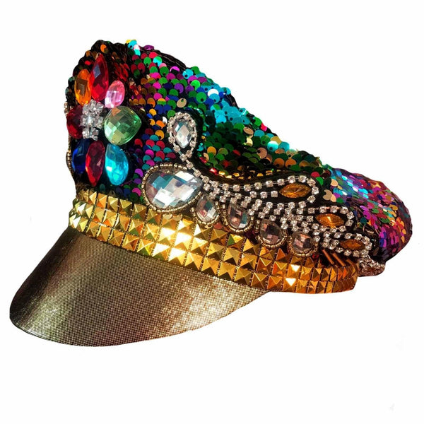 Burning Man Sequined Rainbow Festival Hat