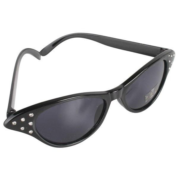 Glasses - 50s Black Cat Eye Sunglasses With Diamantes