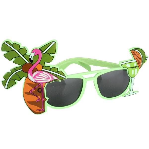 Hilarious green sunglasses with tropical cocktail design
