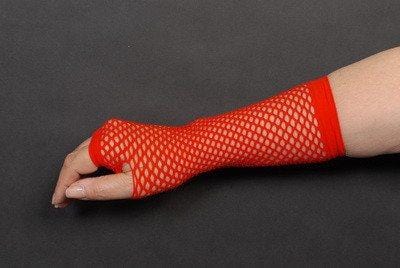 1980's Long Red Fishnet Costume Finger-less Gloves