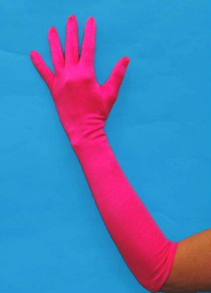 Gloves - Bright Pink Satin 1920's Gloves