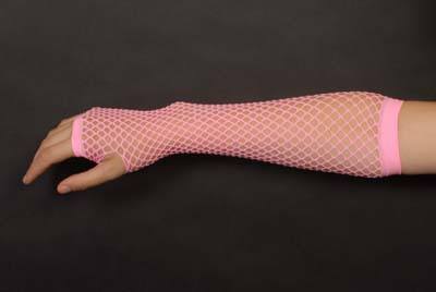 Gloves - Gloves Fishnet Long Pink