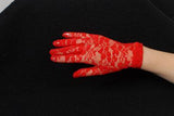 Red Costume Gloves Short Lace