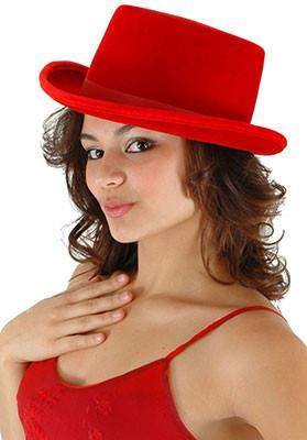 Hats - Velvet Top Hat Red