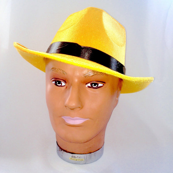 Yellow velvet the mask fedora costume hat