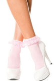 Anklets Socks with Lace Trim Pink
