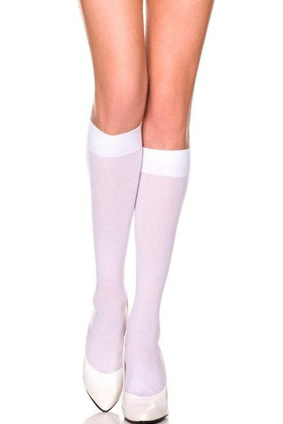 Hosiery - Knee High White Stockings Opaque Socks Oktoberfest Costume Fancy Dress Accessory