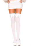 white with white bow thigh high stockings