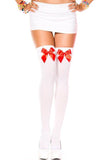 white with red bow thigh high stockings