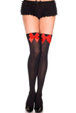 black with red bow thigh high stockings