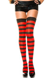 Hosiery - Thigh Hi Wide Striped Stay-Up Stockings