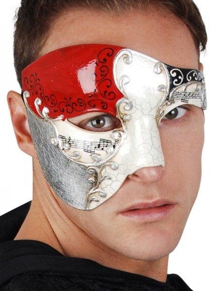 Masquerade Masks Men - Maestro Red And Silver Eye Mask