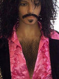 Black Human Hair 70s Curly Chest Wig Costume Accessory