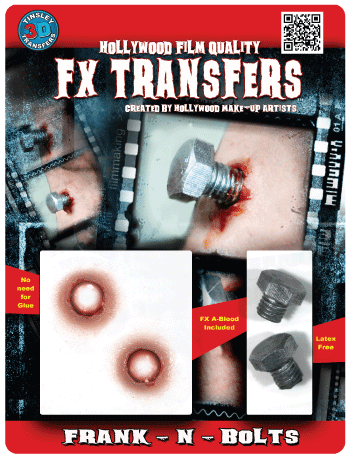 Special Effects - Frankenstein Bolts Halloween Make-Up 3D FX Transfers