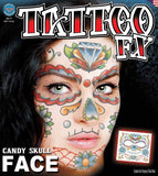 Tattoos - Candy Skull Temporary Face Tattoo