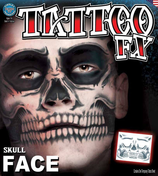 Skull Face Halloween Temporary Face Tattoo