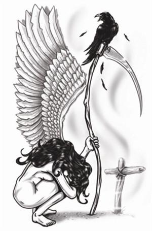 Tattoos - Gothic - Angel Of Death - Temporary Tattoo
