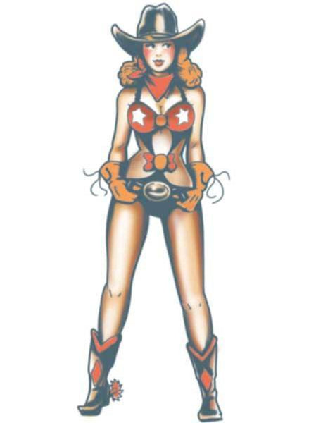 Tattoos - Pin Up - Cowgirl - Temporary Tattoo