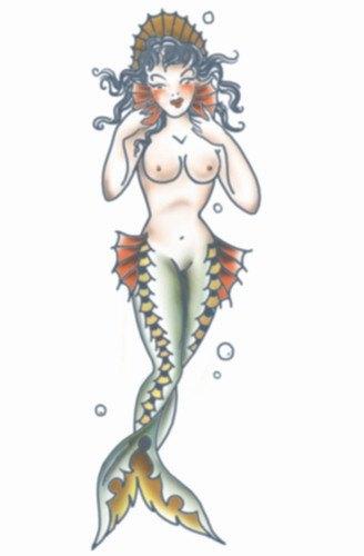 Tattoos - Pin Up - Mermaid Girl - Temporary Tattoo