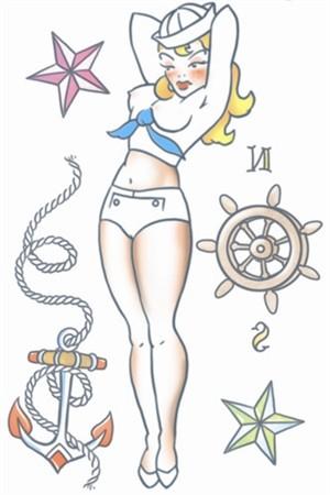 Tattoos - Pin Up - Sailor Girl - Temporary Tattoo