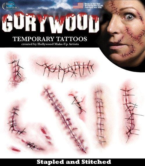 Tattoos - Stitched Horror Monster Make Up Halloween Party Temporary Tattoos