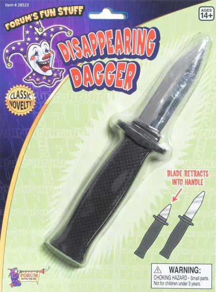 Costume knife dagger with mall plastic blade retracts into handle