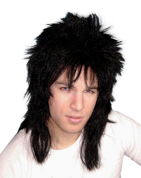 wigs - Black 80's Mullet spiky 