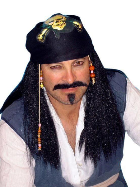 Black Straight Pirate Captain Costume Wig
