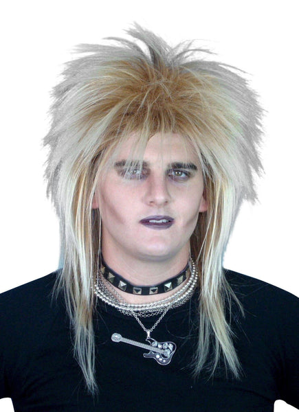 Blonde 1980's Rock Star Mullet Costume Wig