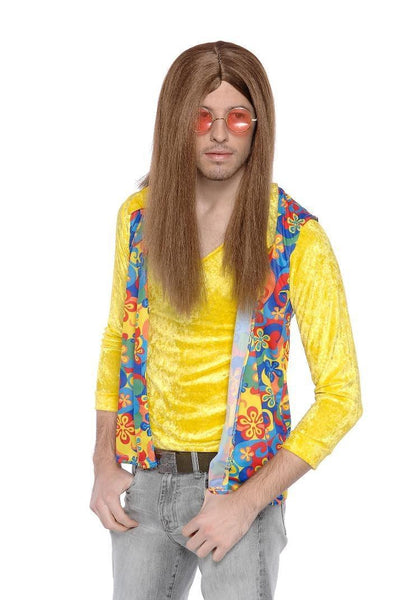 Brown Hippie Guy Men's Costume Wig